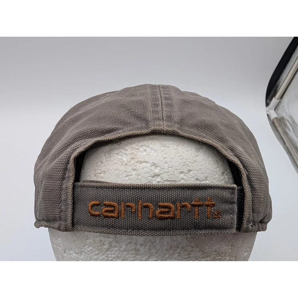 Carhartt Bonefish Grill Gray Canvas Baseball Cap Hat Adjustable Strap Distressed